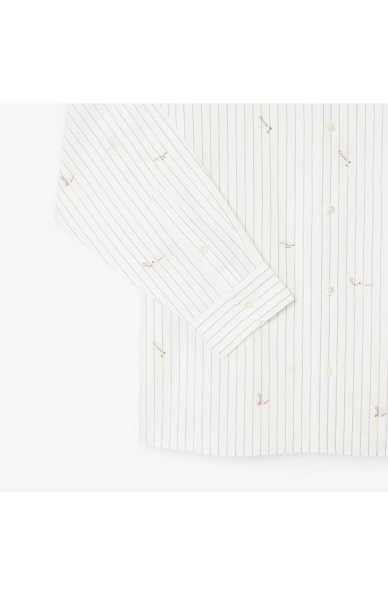 Lacoste Stripe Jacquard Print Button-Up Shirt, Alternate, color, Flour
