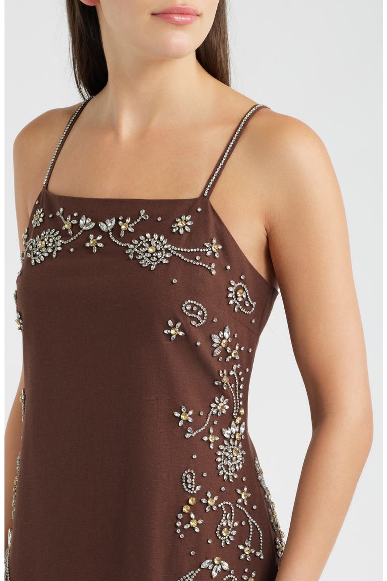 The Willow Beaded Minidress, Alternate, color, FALCON BROWN