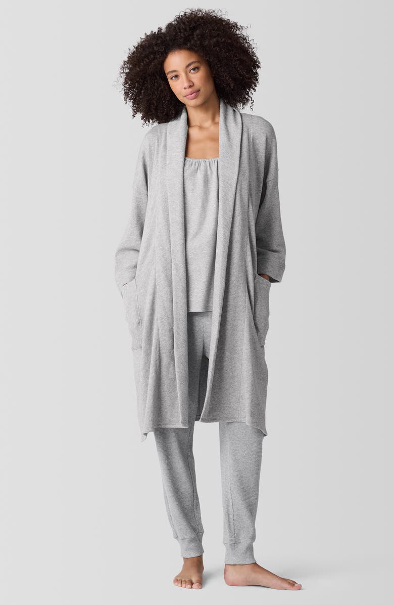 EILEEN FISHER SLEEP Shawl Collar Organic Cotton French Terry Robe, Alternate, color, 