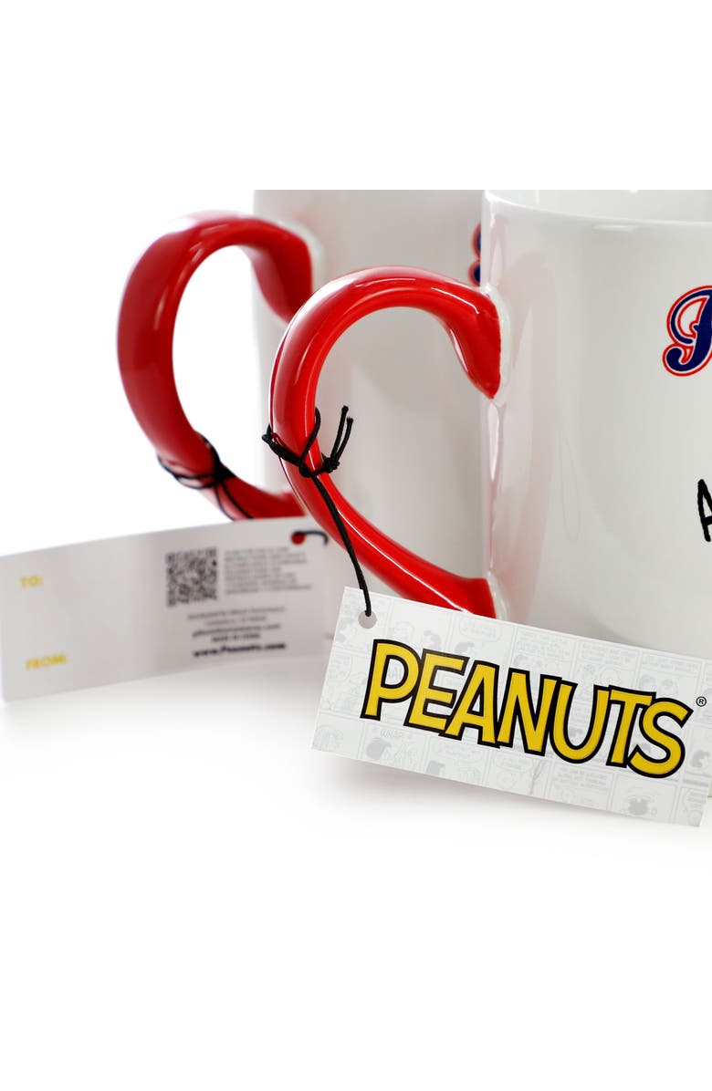 PEANUTS Best in Sports Varsity 4 Piece 19 Ounce Stoneware Mug Set and, Alternate, color, White