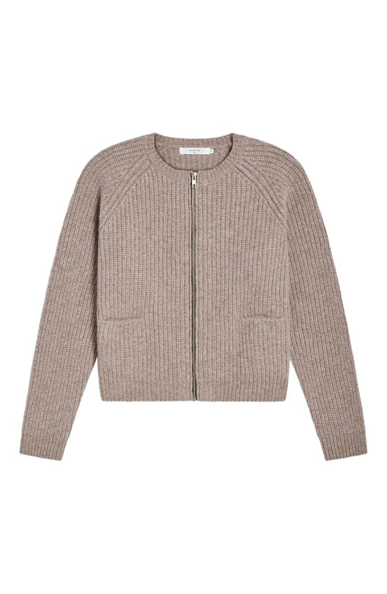 Almina Concept Knit Zip Up Cardigan, Alternate, color, Oatmeal
