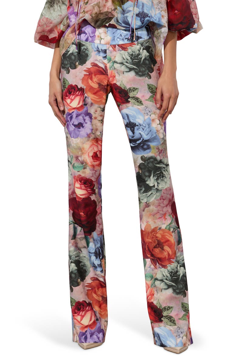 Alice + Olivia Olivia Floral Bootcut Crepe Pants, Main, color,