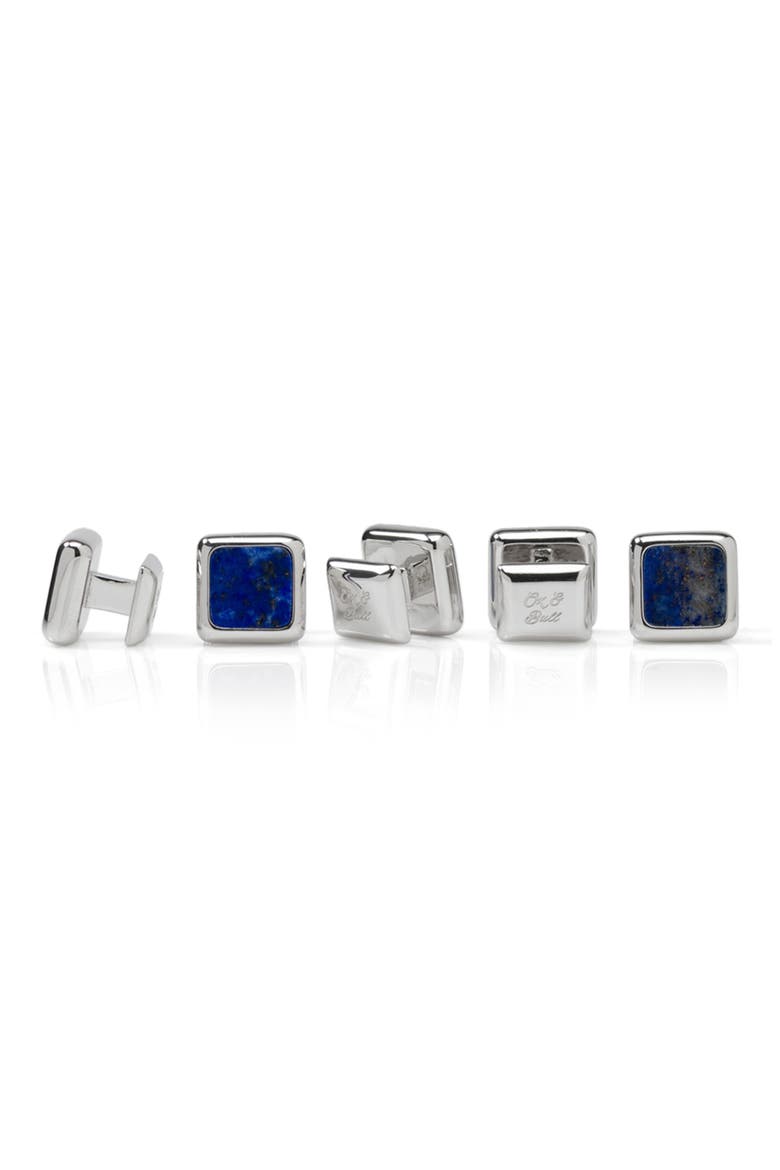 Men's Set of 5 JFK Sterling Silver & Lapis Shirt Studs, Alternate, color, BLUE