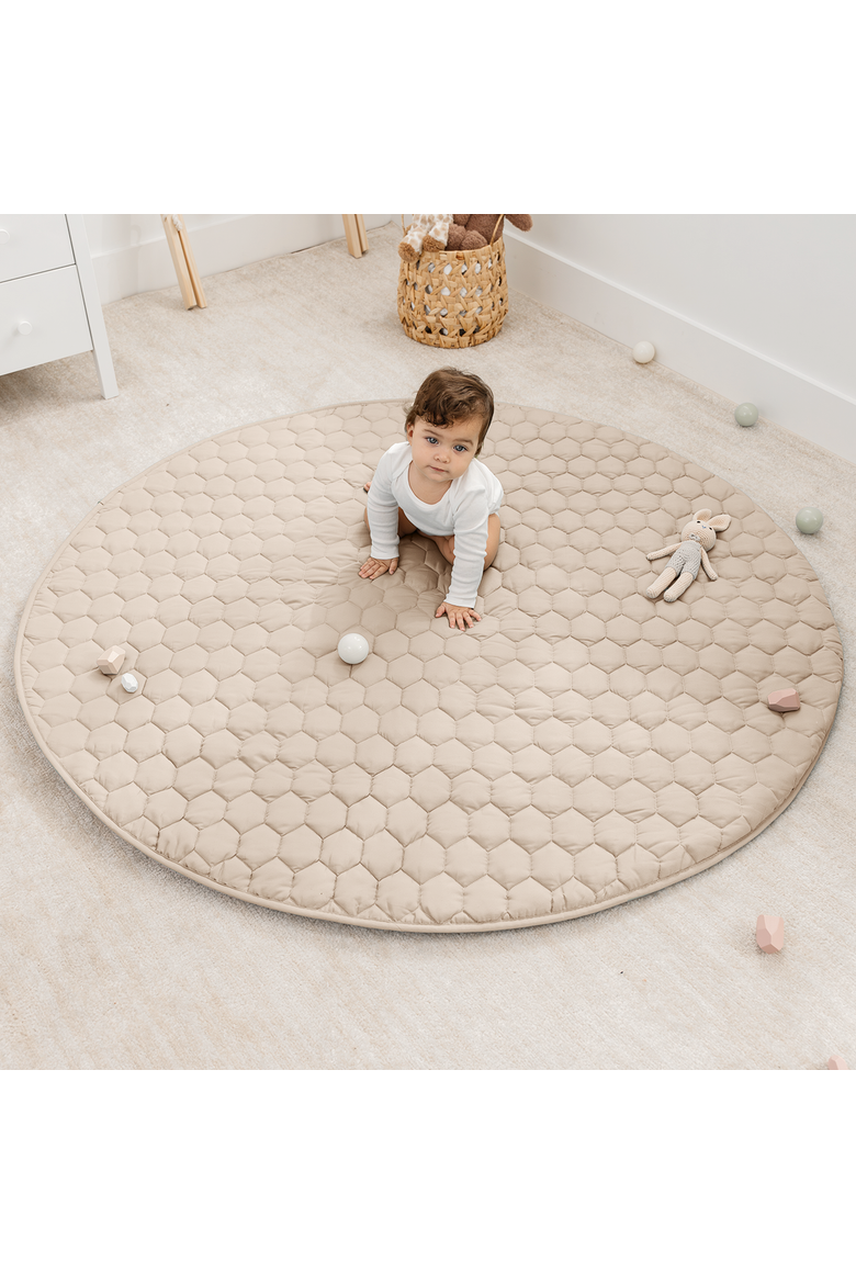 Premium Play Mat with Non-Slip Bottom, Round, Alternate, color, Sand