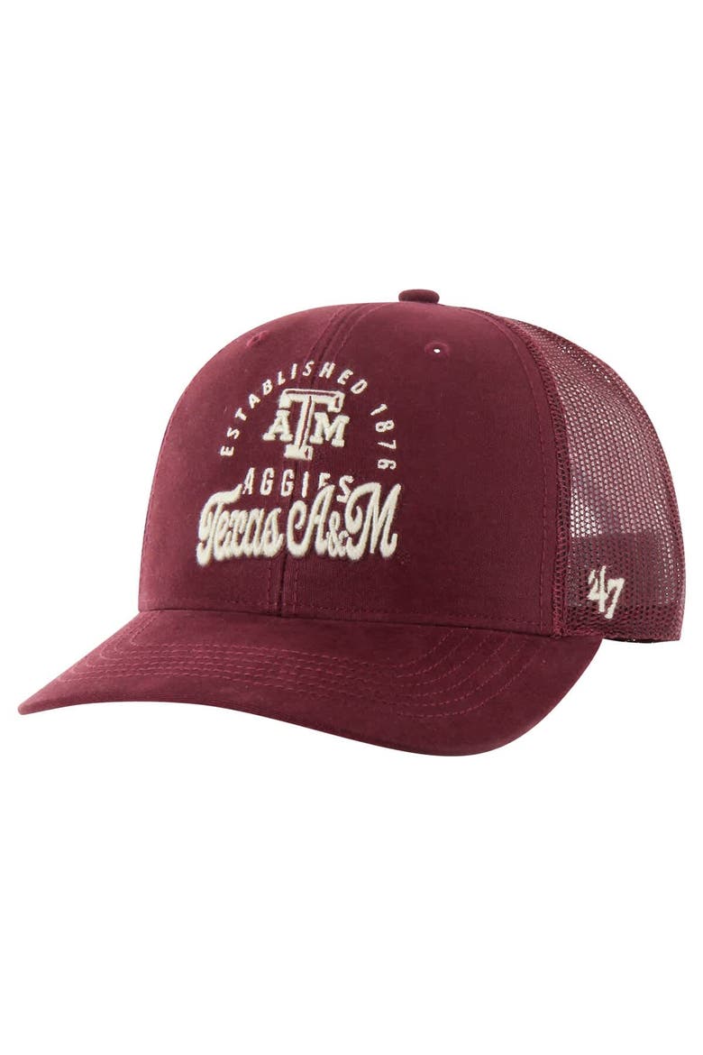 Men's '47 Maroon Texas A&M Aggies Pitstop Trucker Adjustable Hat, Main, color, Maroon