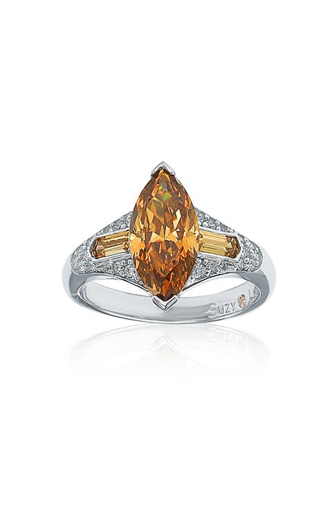 Sterling Silver Brown CZ Marquise Ring