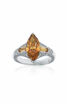 SUZY LEVIAN Sterling Silver Brown CZ Marquise Ring