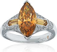 SUZY LEVIAN Sterling Silver Brown CZ Marquise Ring
