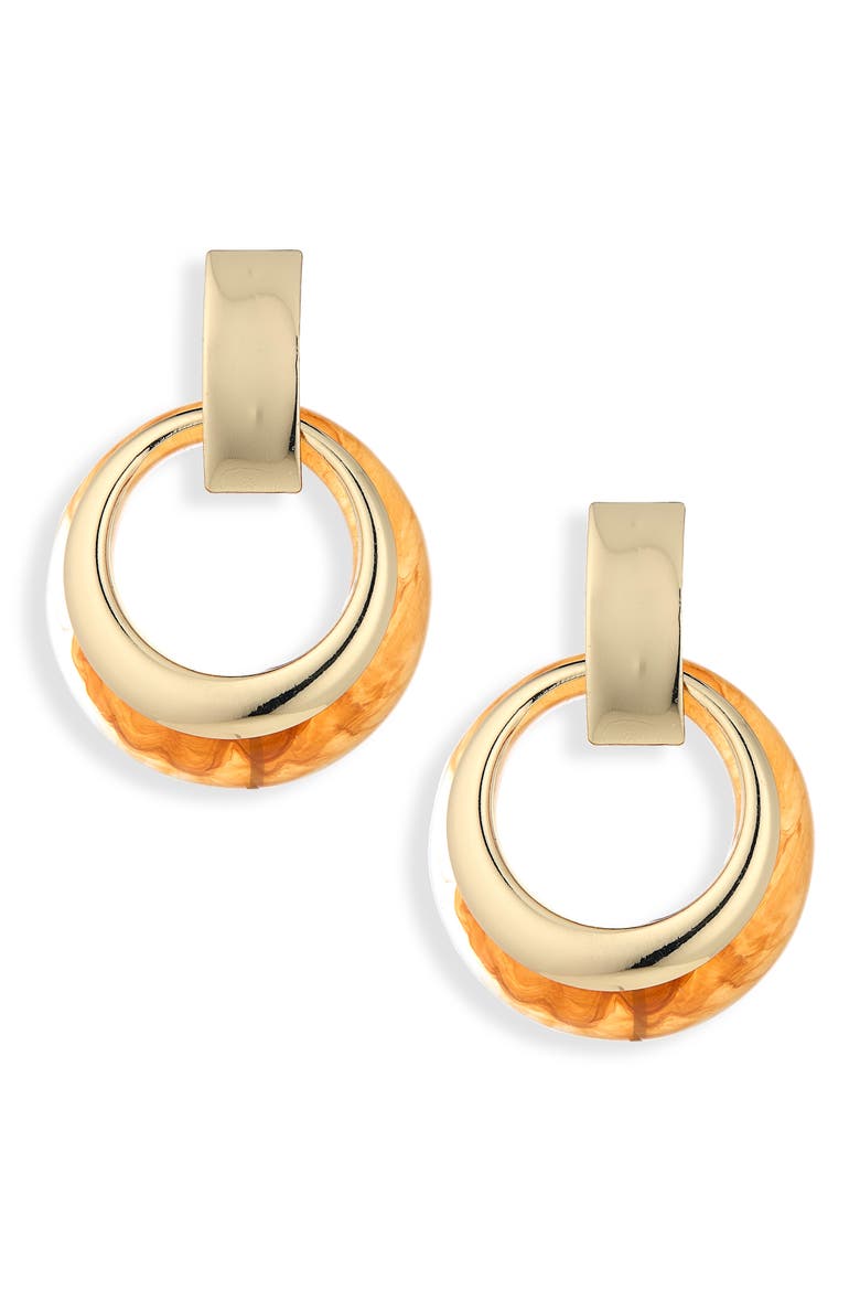 Resin Hoop Ring Drop Earrings, Main, color, GOLD/ NEUTRAL