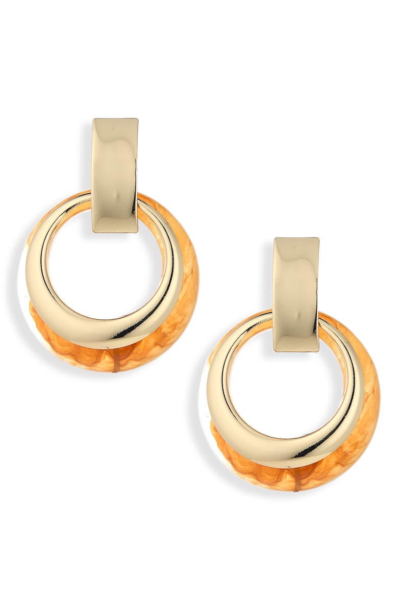 NATASHA Resin Hoop Ring Drop Earrings, Main, color, Gold/ Neutral