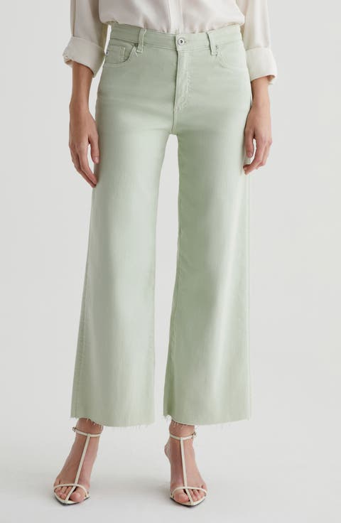 Saige Raw Hem Ankle Wide Leg Jeans