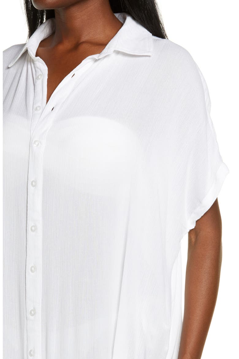 Button-Down Maxi Cover-Up Dress, Alternate, color, WHITE