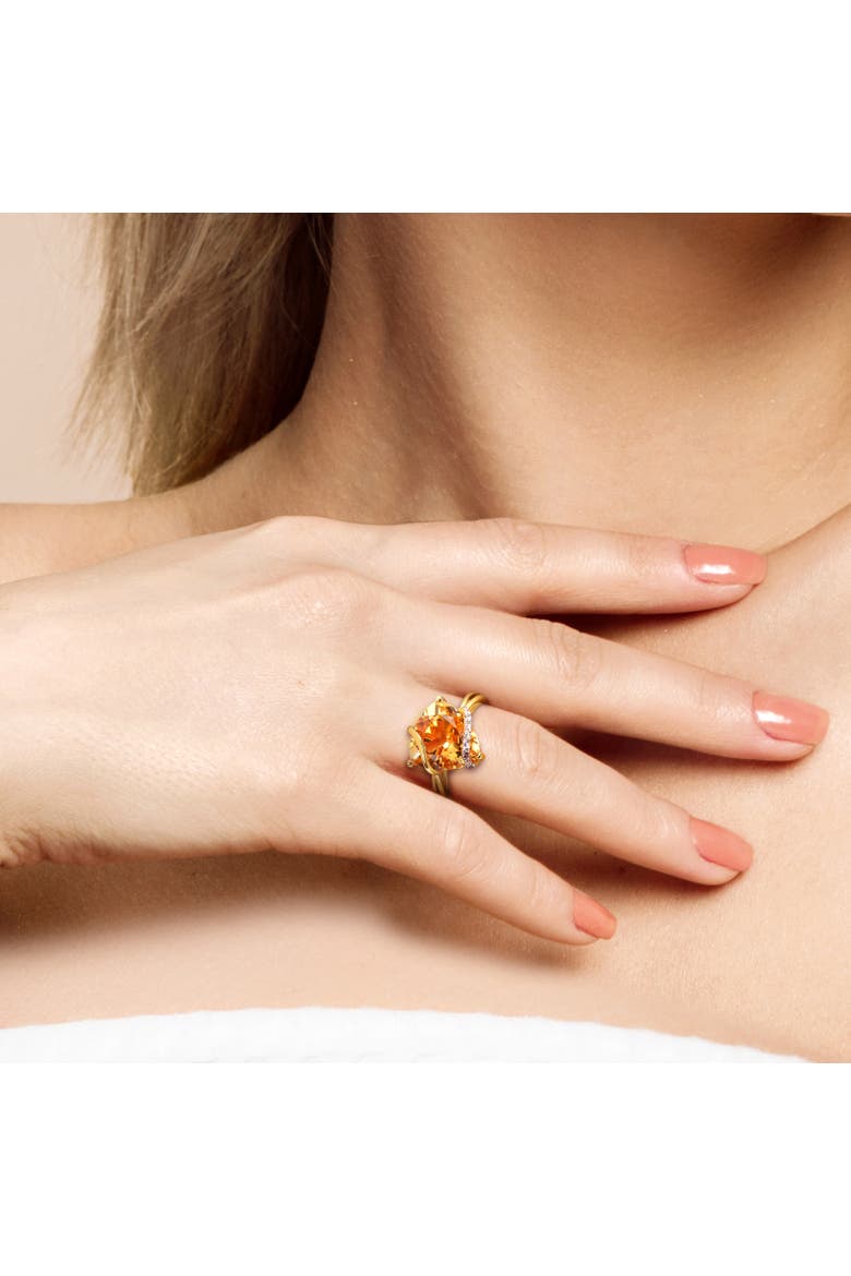 Gemstones & White Topaz Trilliant Ring, Alternate, color, Citrine/Yellow-Plated