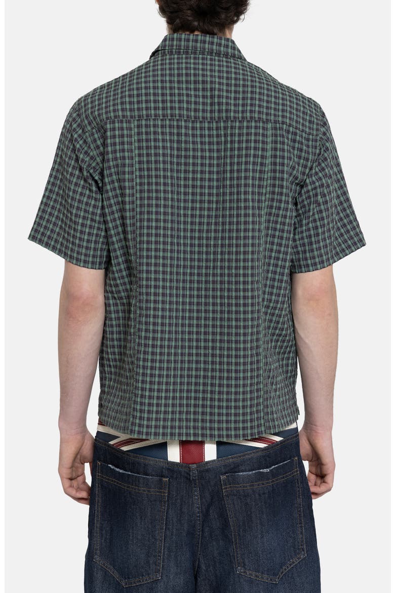 Check Oversize Cotton Button-Up Shirt, Alternate, color, GREEN
