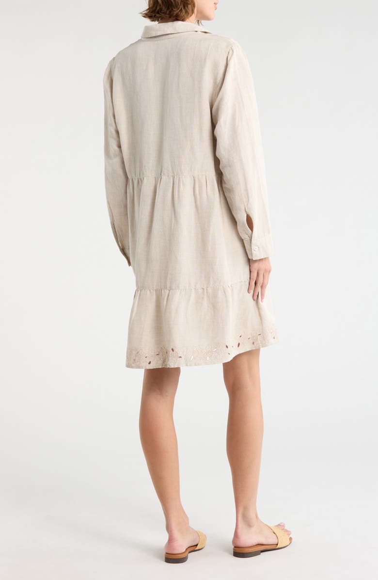 Tommy Bahama St. Lucia Embroidered Long Sleeve Linen Blend Dress, Alternate, color, Twill