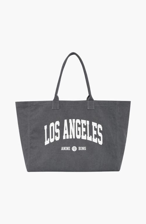 ANINE BING Leo Los Angeles University Canvas Tote in Washed Grey at Nordstrom