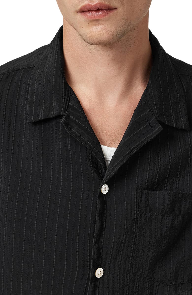 AllSaints Perry Button-Up Camp Shirt, Alternate, color, Black