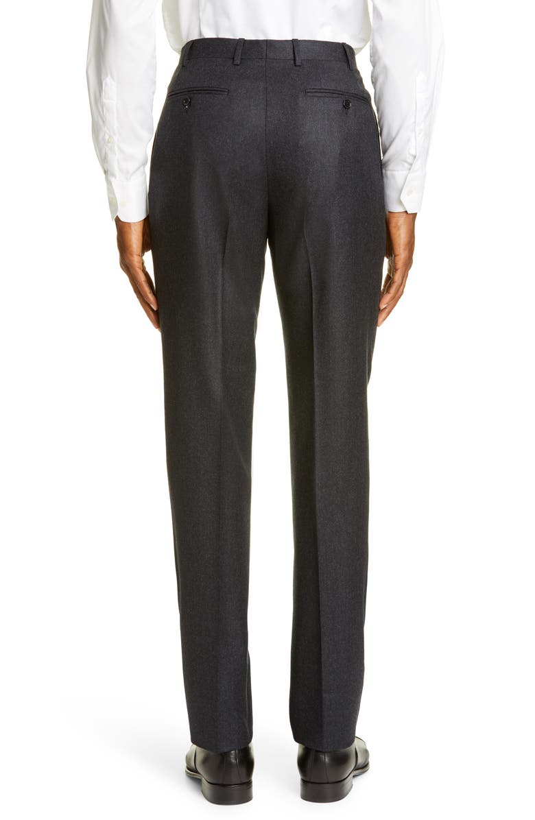 Canali Flat Front Flannel Wool Trousers, Alternate, color,