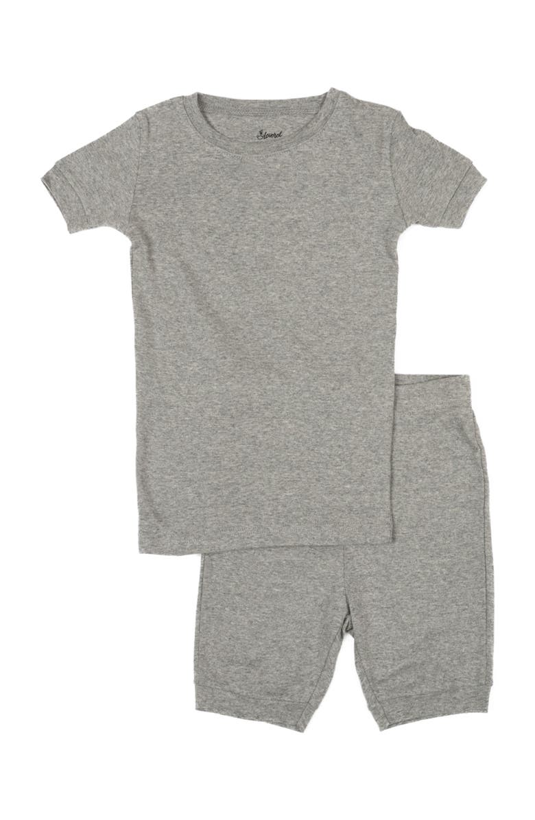 Leveret Kids Short Sleeve Cotton Solid Matching Family Pajamas, Main, color, Light Gray