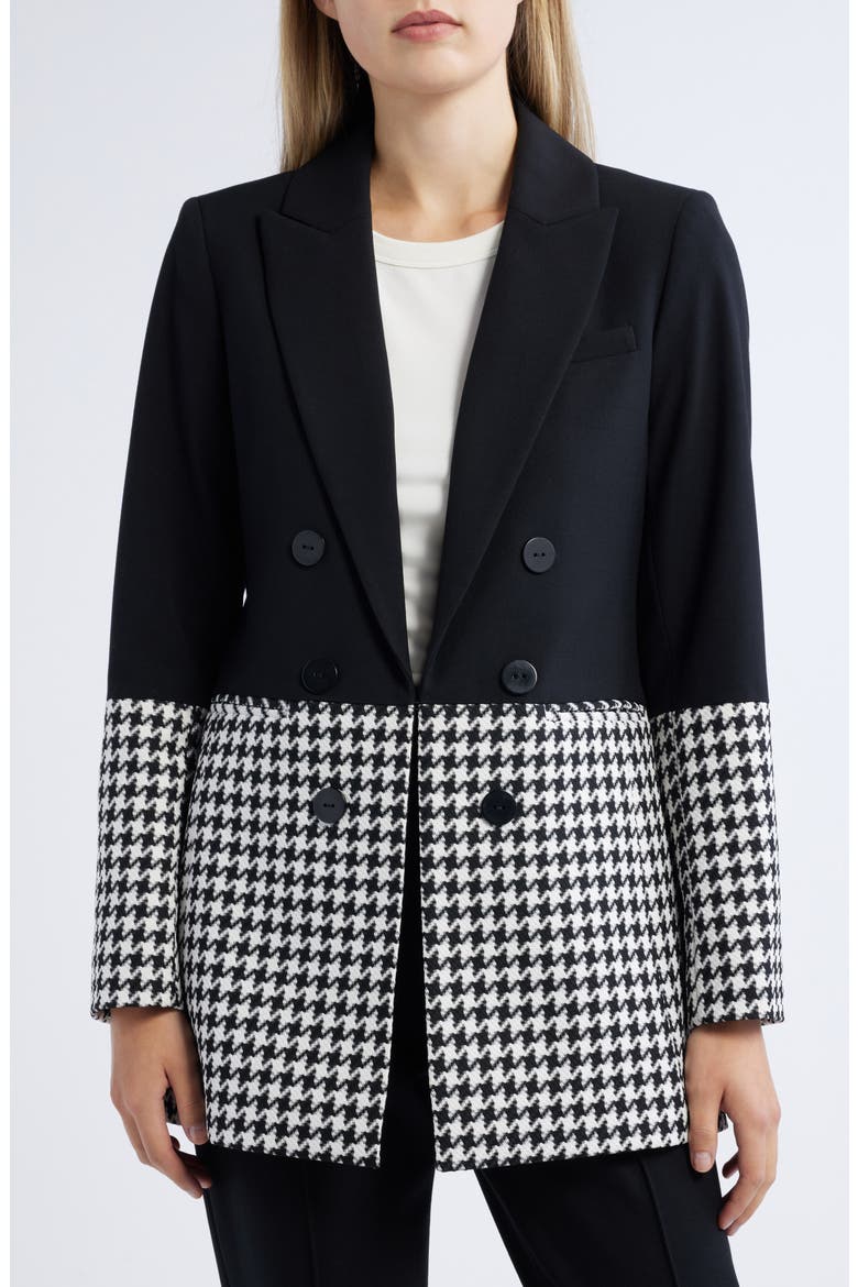 Houndstooth Colorblock Blazer, Alternate, color, BLACK IVORY