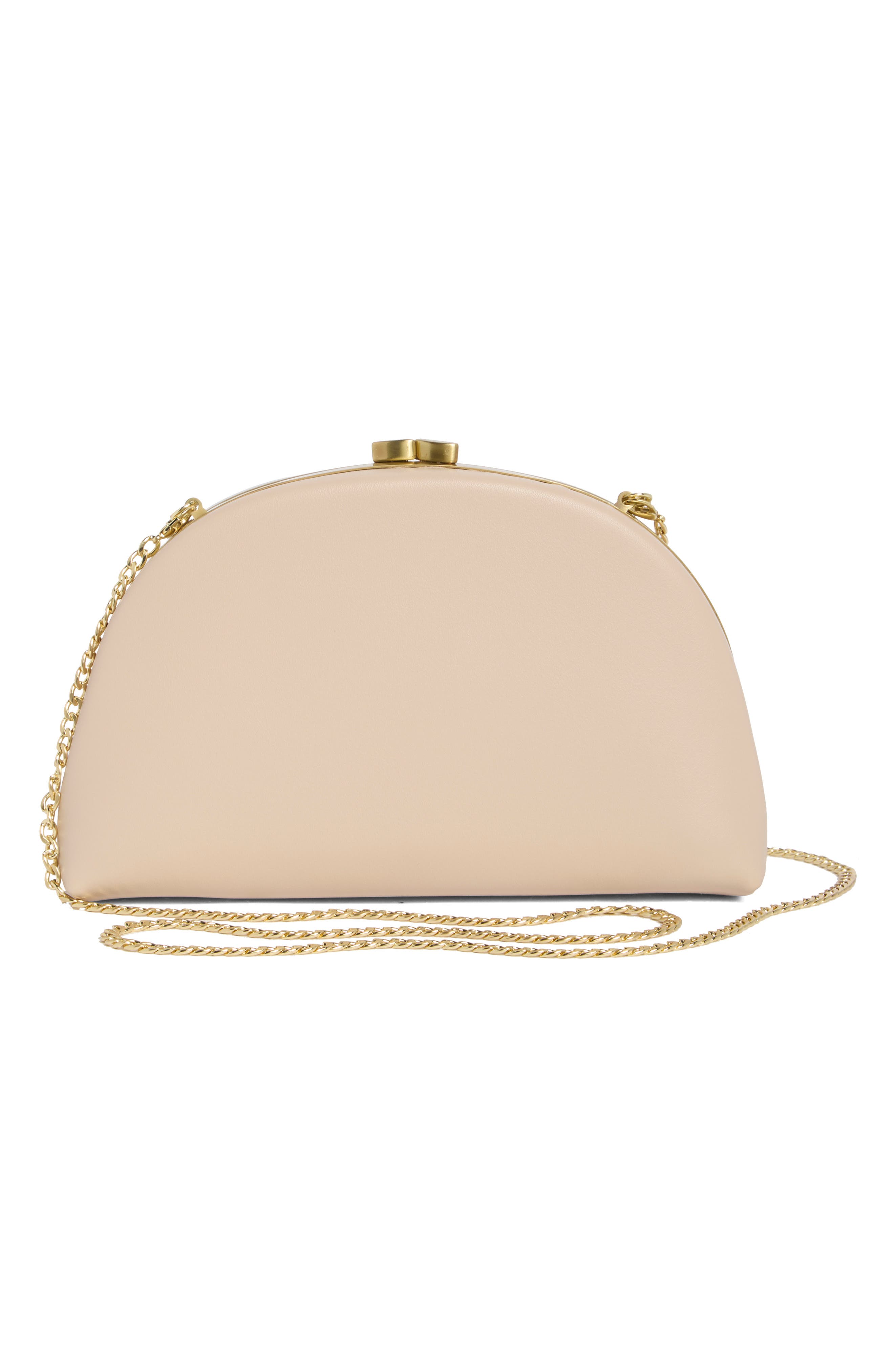 Celeste Curved Faux Leather Clutch, Alternate, color, NATURAL