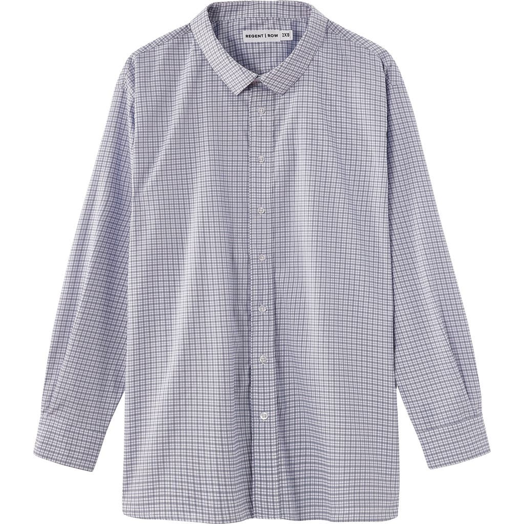 Regent Row Big And Tall Stanton Shirt Long Sleeve Button Down In White-grey-plaid