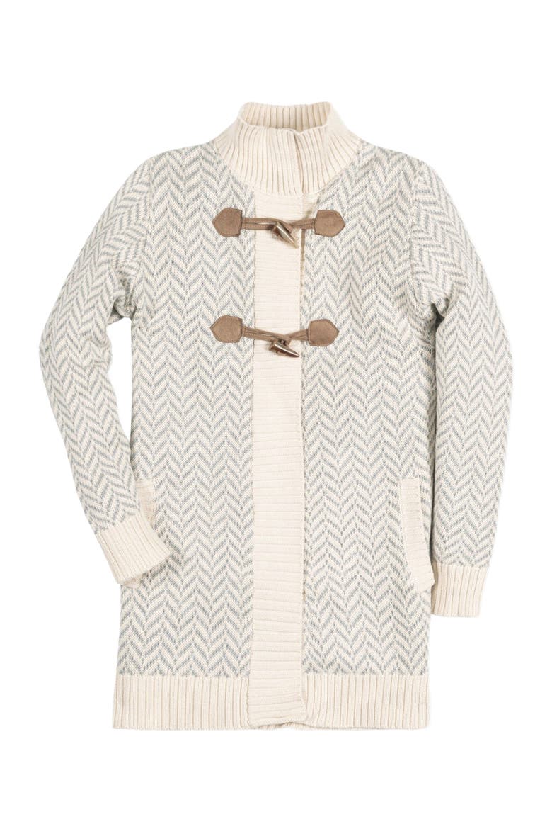 Girls' Organic Toggle Sweater with Zipper, Kids, Main, color, Gray Herringbone