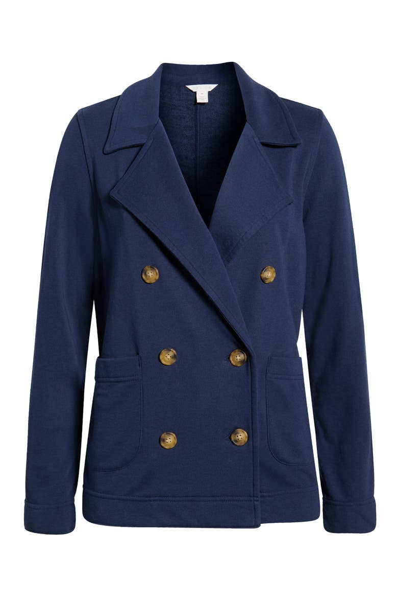 Double Breasted Knit Blazer, Main, color, NAVY STILL