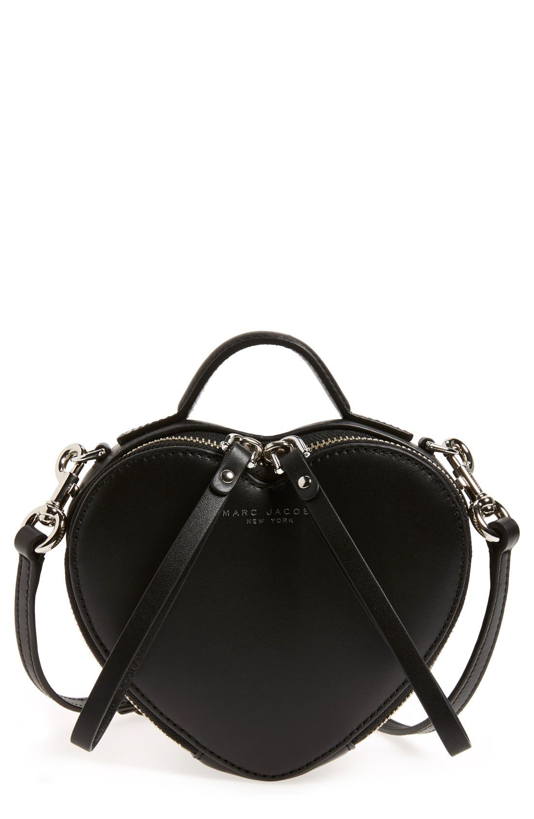Marc Jacobs Heart Leather Crossbody Bag, Main, color, 