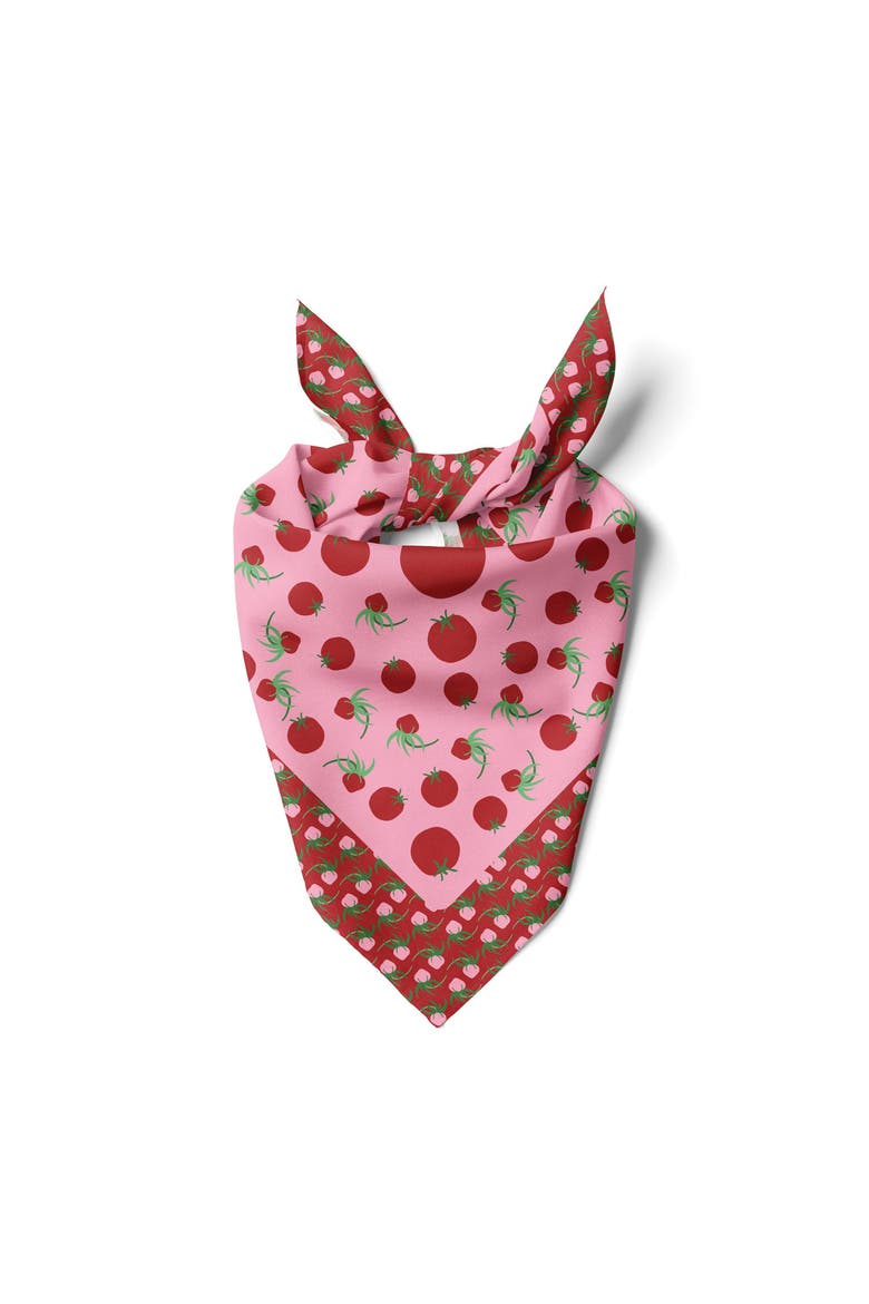 Tomatoes  Cotton Silk Bandana, Alternate, color, Red