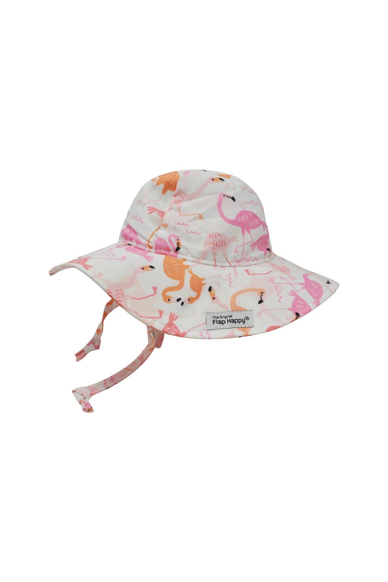 Girls UPF 50+ UV Blocking Wide Brim Floppy Sun Hat, Main, color, Flamingo Love