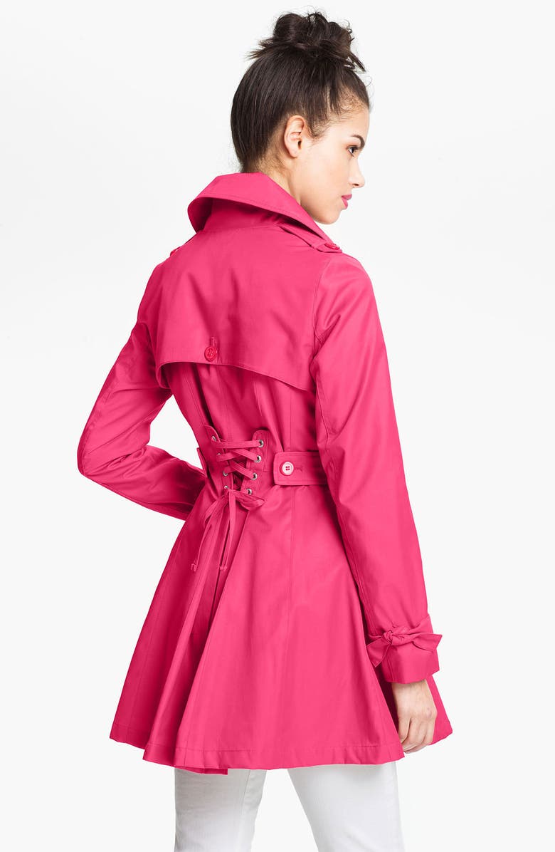 Betsey Johnson Lace-Up Back Trench Coat, Alternate, color, 