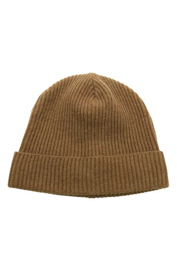 Portolano Merino Wool Rib Cuff Beanie In Brown
