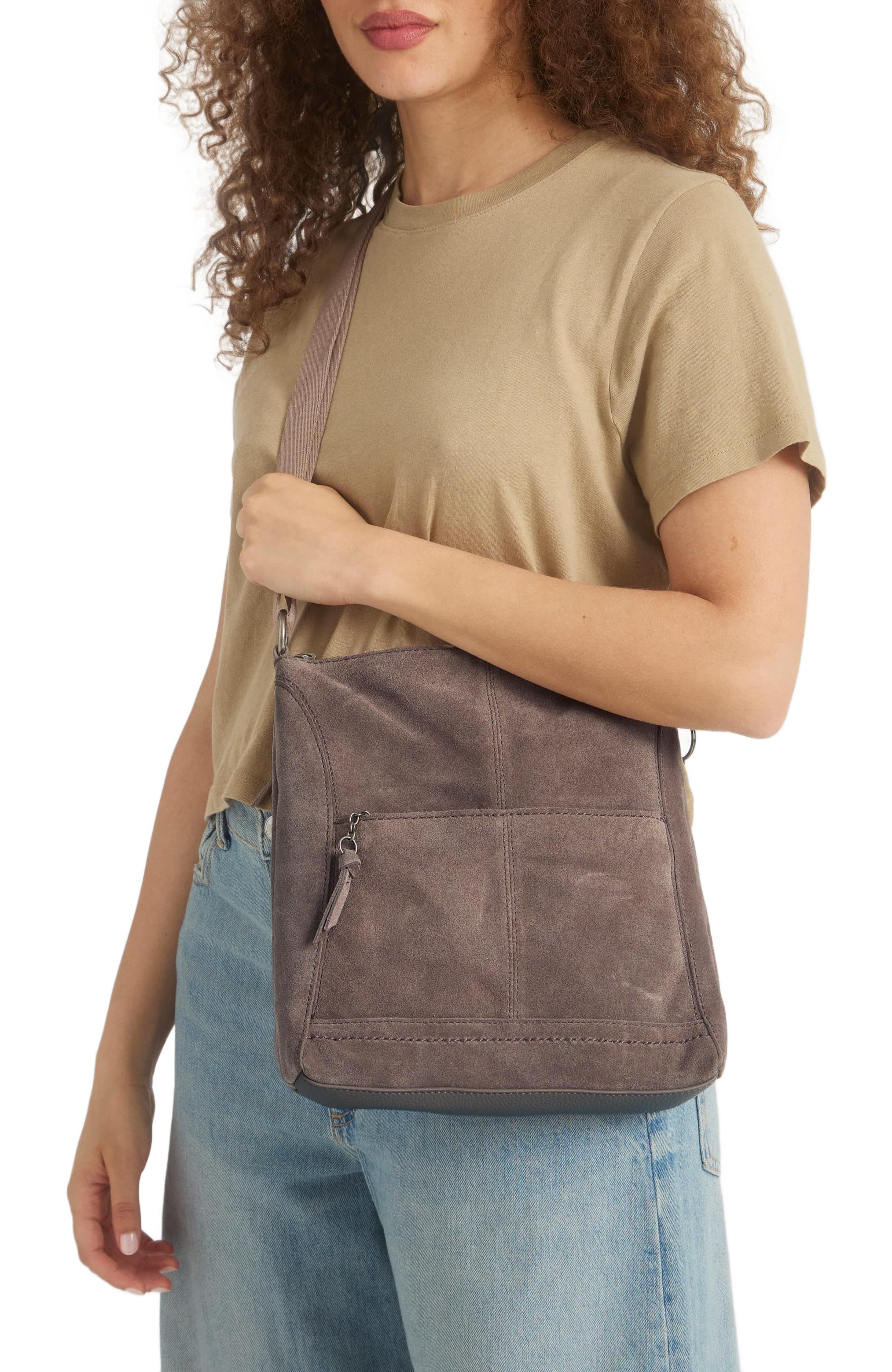 Lucia Crossbody Leather Bag, Alternate, color, Mushroom Suede