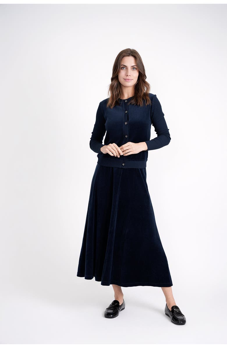 5 Stars Cotton Velour Cardigan with Ribbed Cuffs, Alternate, color, Black