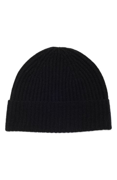 Men's Cashmere Ribbed Cuff Beanie