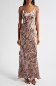 L'AGENCE Serita Snakeskin Print Bias Cut Silk Gown
