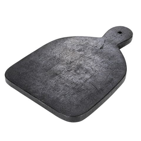 Wide Marble Cutting or Charcuterie Board with Handle, Black