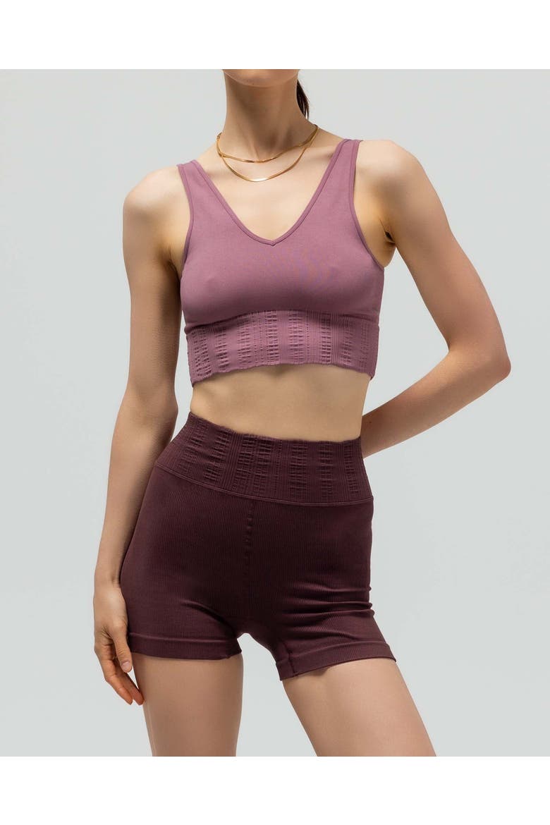 The V-Neck Sports Bra, Main, color, MAUVE