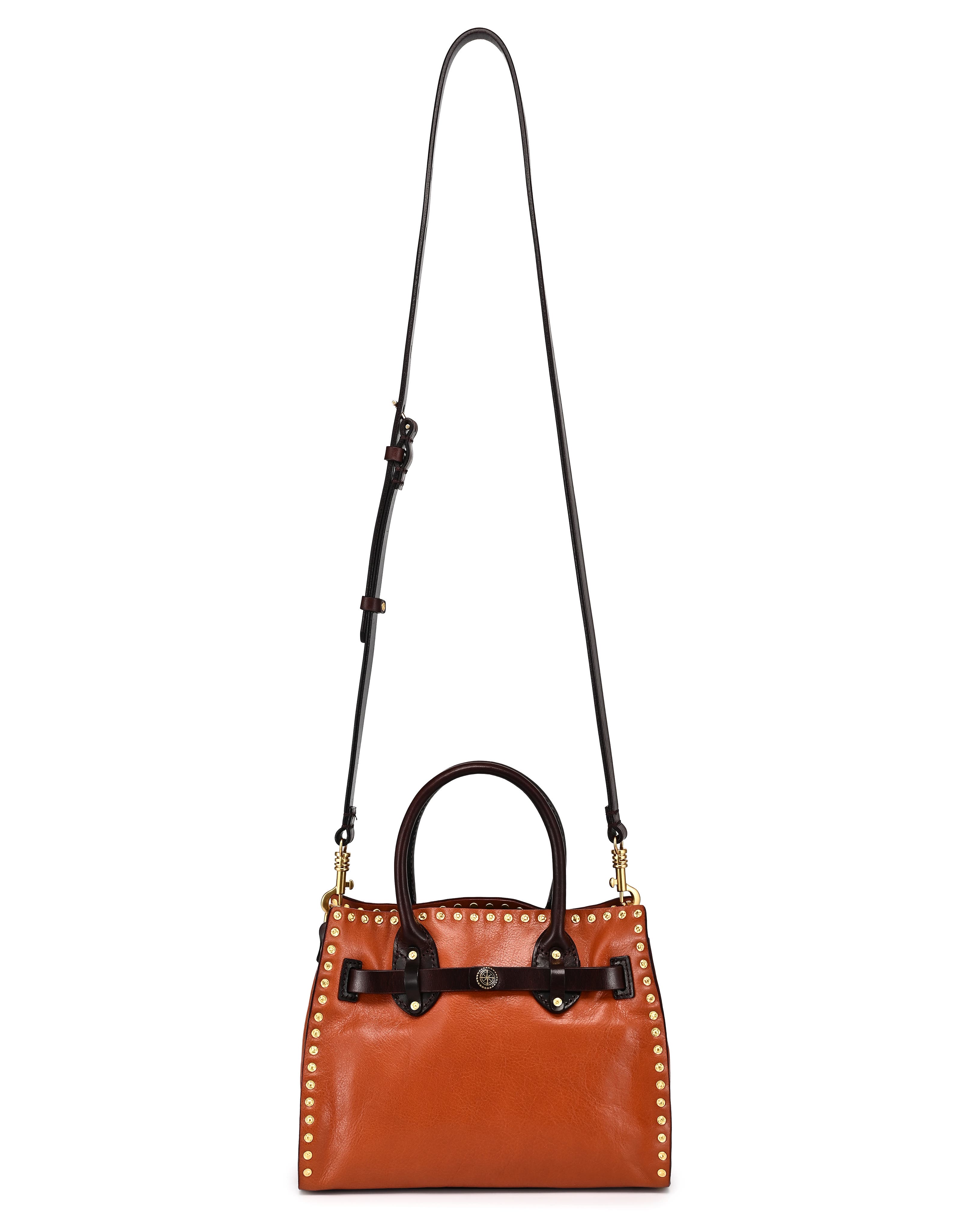 Westland Genuine Leather Studded Mini Tote, Alternate, color, Caramel
