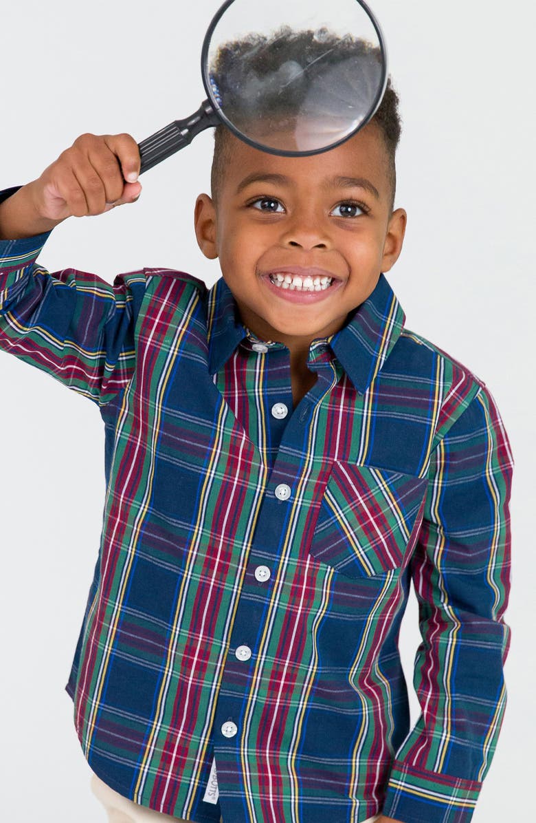 RuggedButts Plaid Button-Down Shirt & Woven Joggers Set, Alternate, color, 