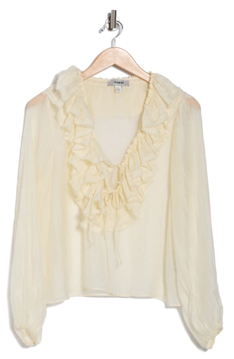 JASON WU Ruffle Long Sleeve Top, Alternate, color, Ivory