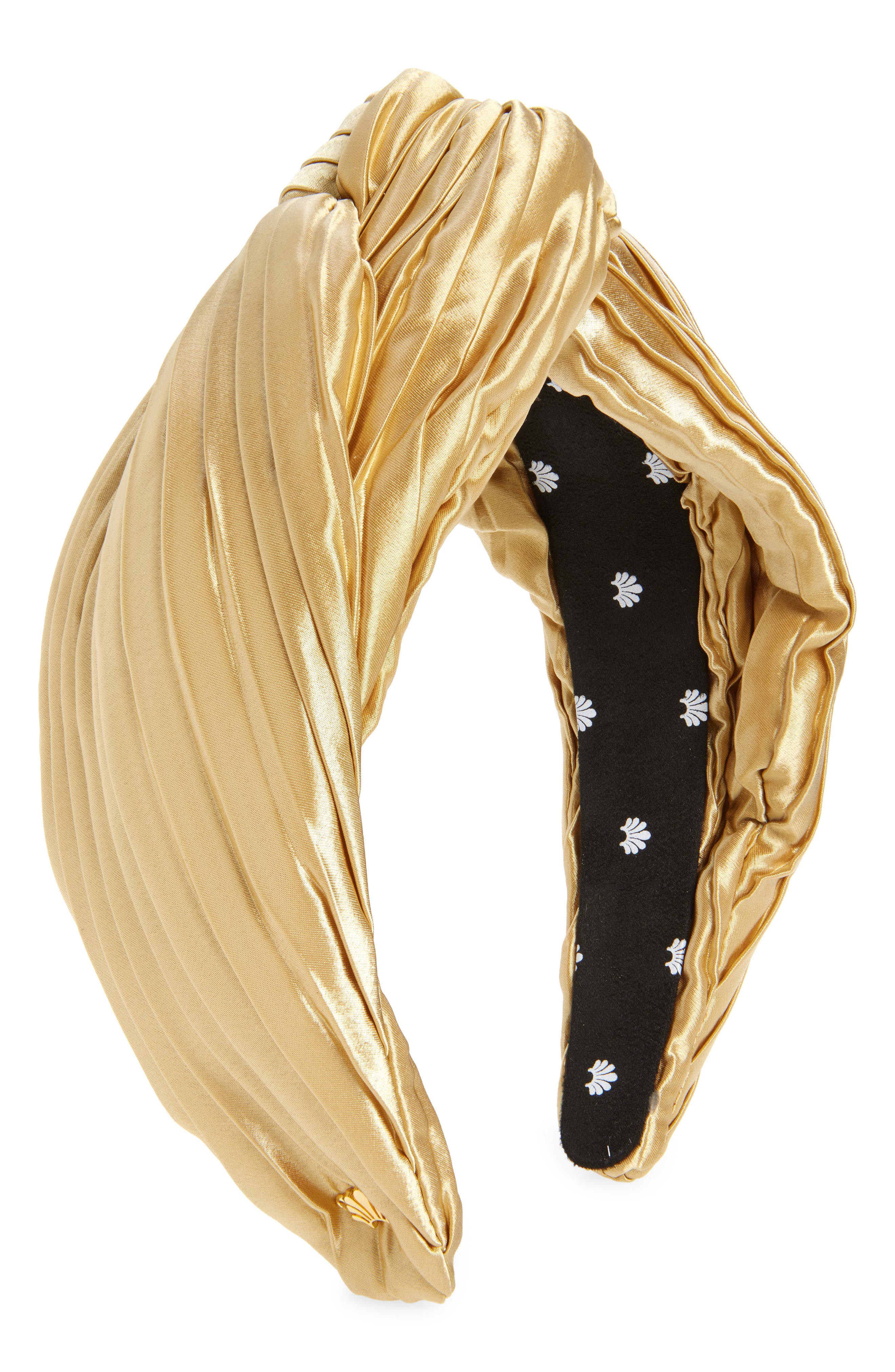 Lele Sadoughi Greta Satin Knot Headband in Gold 