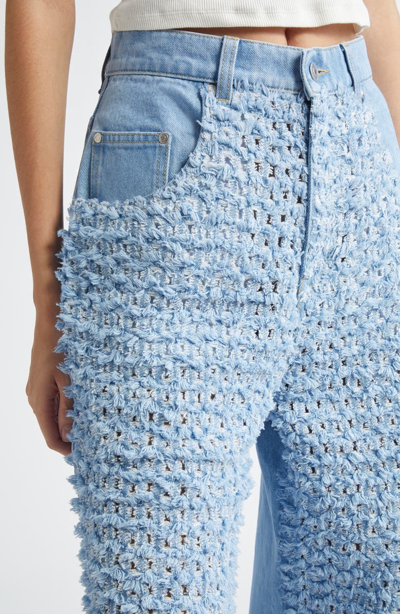 Stella McCartney Bouclé Effect Denim Wide Leg Jeans, Alternate, color, 