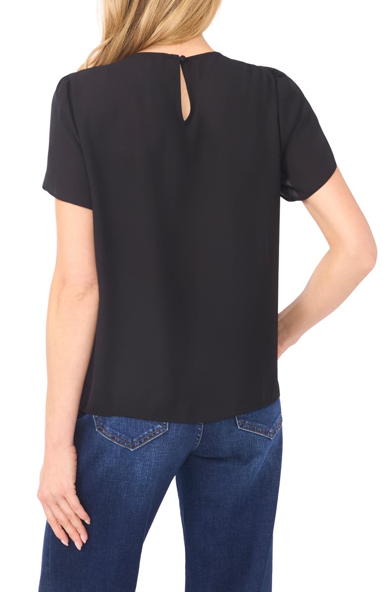 CeCe Shirred Tulip Sleeve Top, Alternate, color, Rich Black