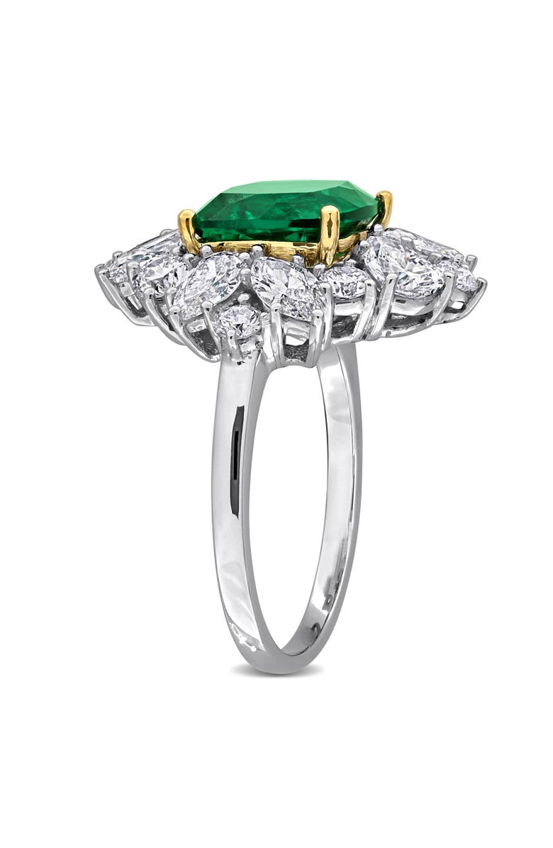 Julianna B. Lab-Created Emerald & Diamond Floral Ring 18k, Alternate, color, Emerald