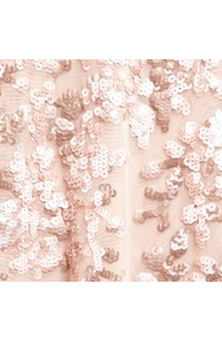 Needle & Thread Rosanna Lattice Round Neck Gown, Alternate, color, Oyster/Metallic