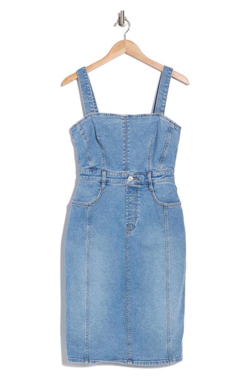 7 For All Mankind The Seamed Denim Midi Dress, Alternate, color, Oasis