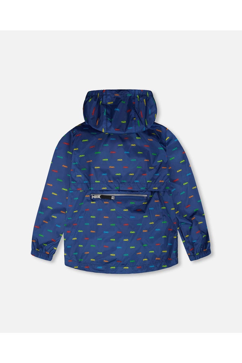 Packable Car Windbreaker in Polyester, Alternate, color, Blue Printed Cars