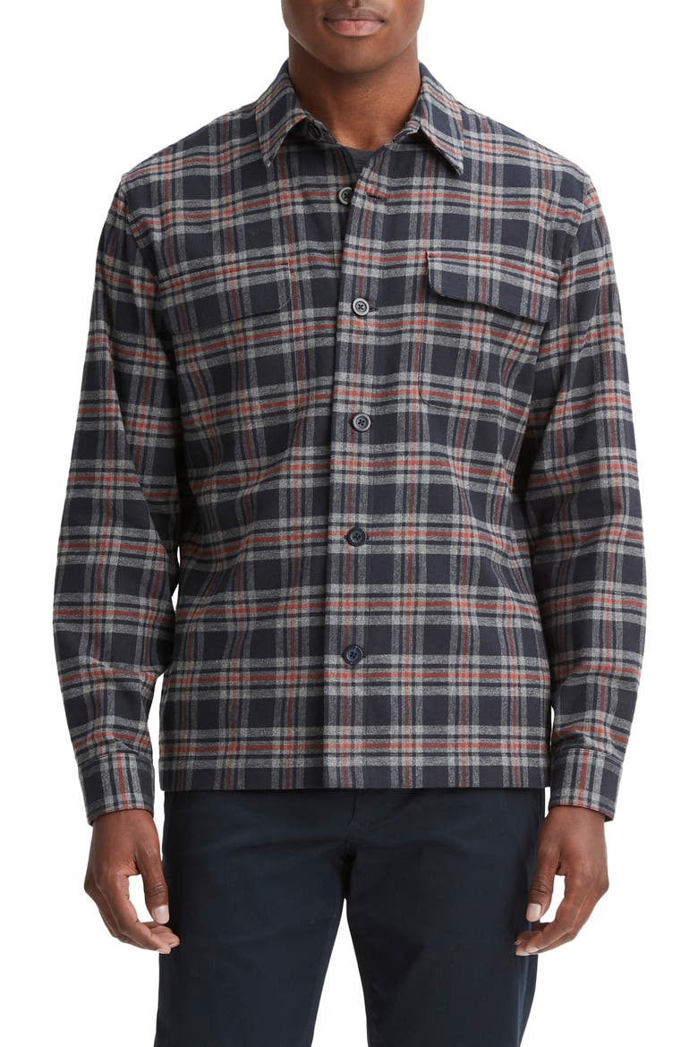 Kingston Plaid Button-Up Shirt, Main, color, COASTAL/ BRICKMAN RED